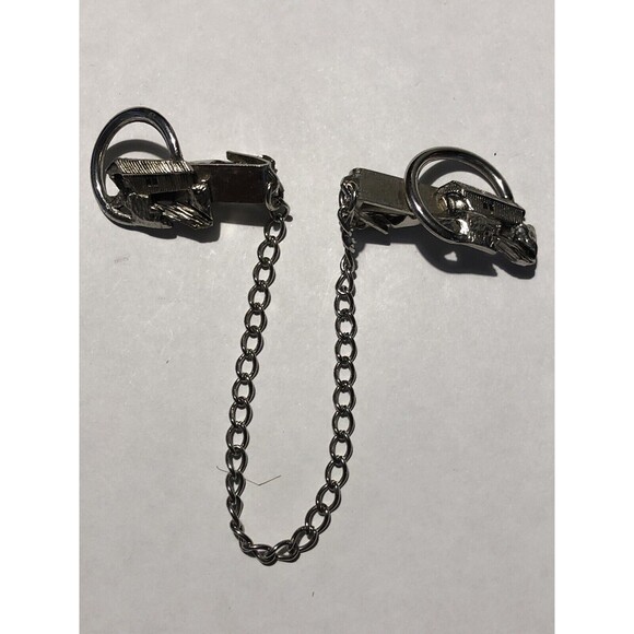 VINTAGE Sweater Scarf GUARD / CLIP Covered Bridge Design Silvertone - Picture 5 of 6